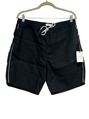 NWT Men's ONIA Linen Trunk Shorts Water Resistant in Black Size L NEW with Tag